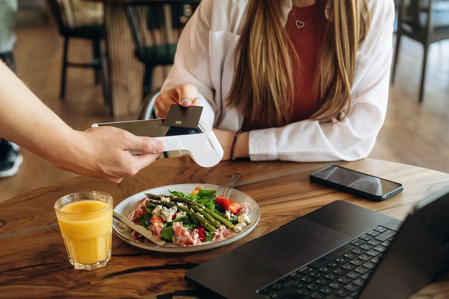 Customers pay as usual - no app, no registration, no extra work for your Staff.
